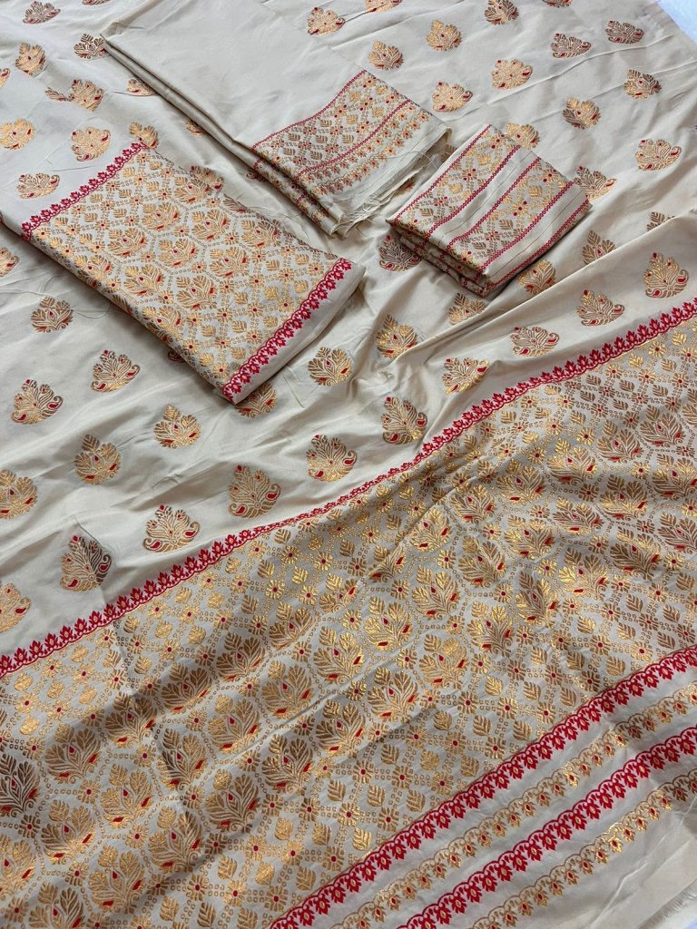 SuratBlouse Assamese Machine Weaving Mix Silk Mustrad  Mekhela  Chador   Mekhela Sador