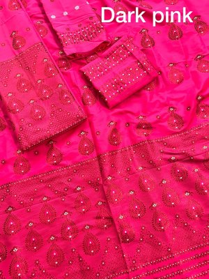 SuratBlouse Assamese Machine Weaving Mix Silk Dark Pink Mekhela  Chador   Mekhela Sador