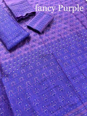 SuratBlouse Assamese Machine Weaving Mix Silk Fancy Purple Mekhela  Chador   Mekhela Sador