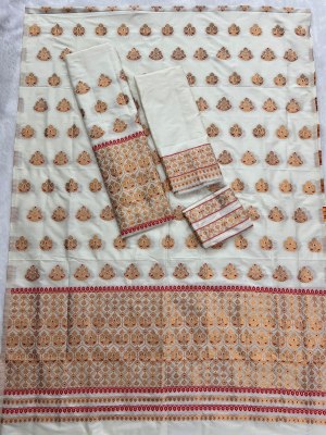 SuratBlouse Assamese Machine Weaving Mix Silk Off-White  Mekhela  Chador   Mekhela Sador