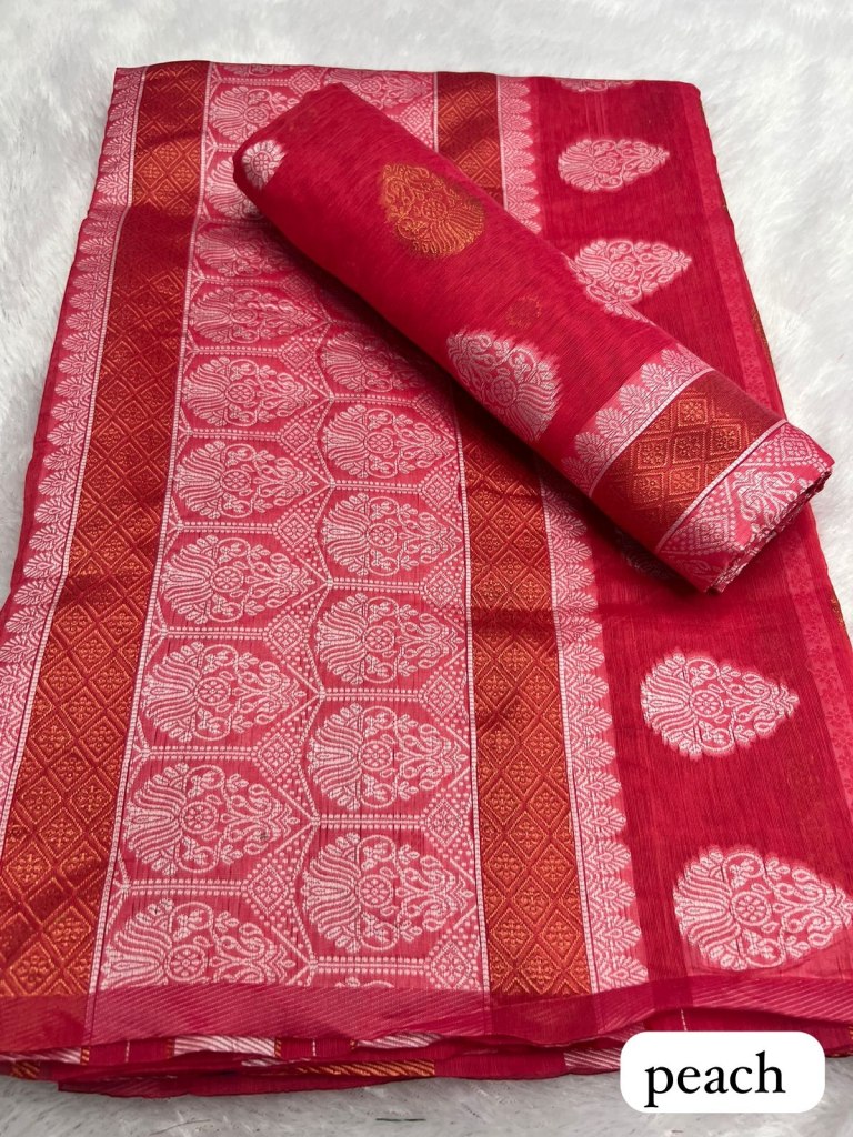 Peach Ac cotton Assamese  Mekhela Chador  Sador Mekhela 