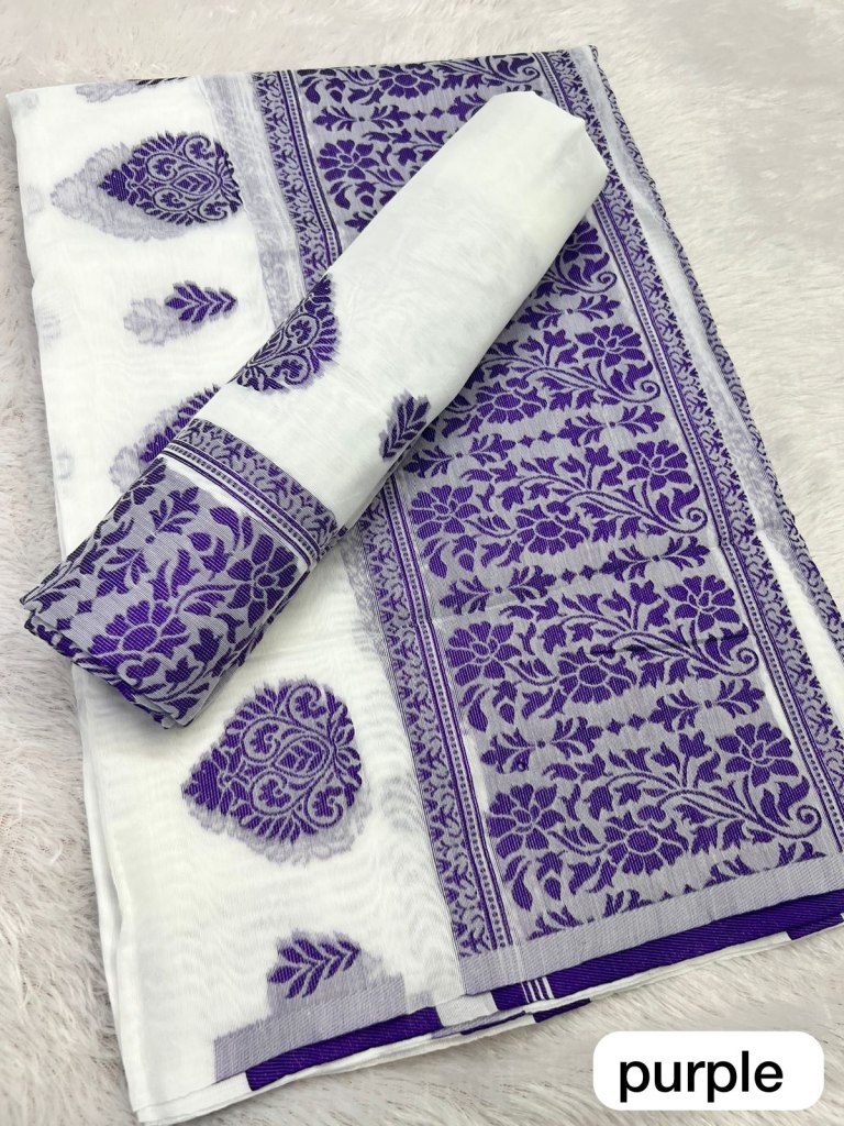 Purple   Ac cotton Assamese  Mekhela Chador  Sador Mekhela 