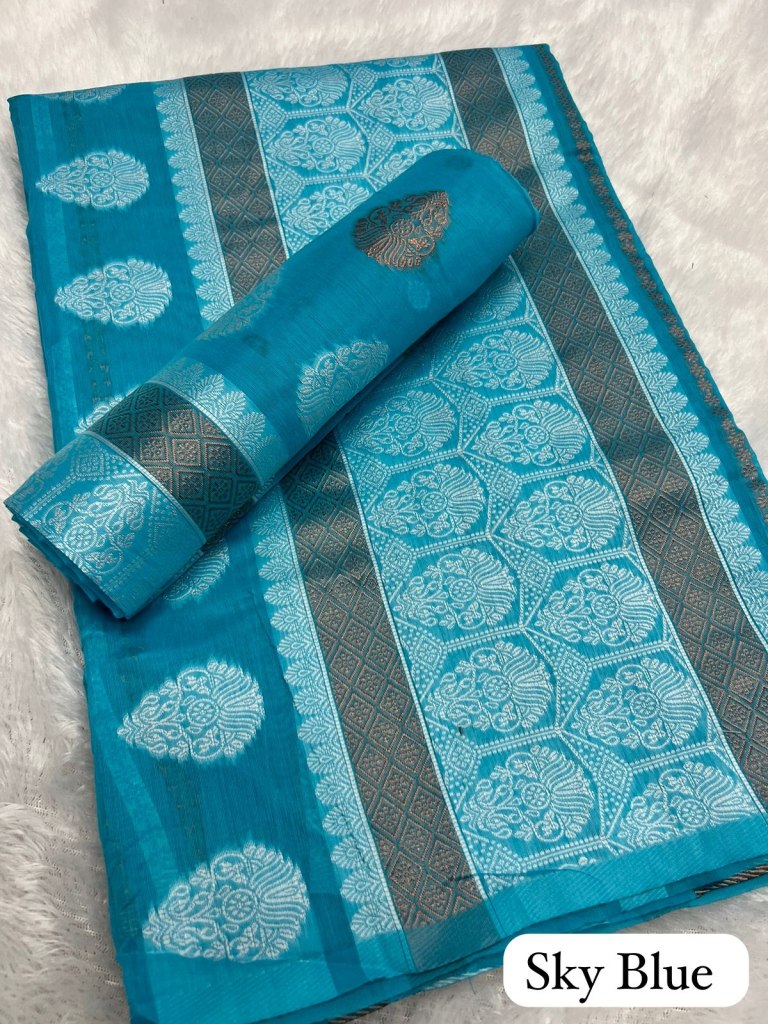 Sky Blue  Ac cotton Assamese  Mekhela Chador  Sador Mekhela 