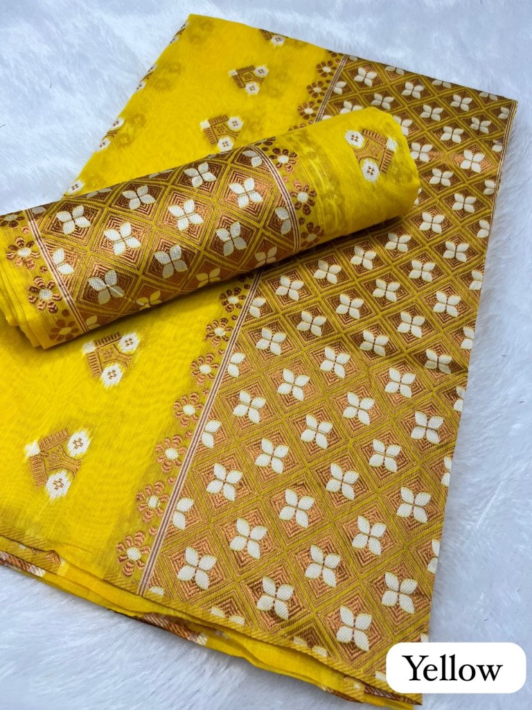 Yellow  Ac cotton Assamese  Mekhela Chador  Sador Mekhela 