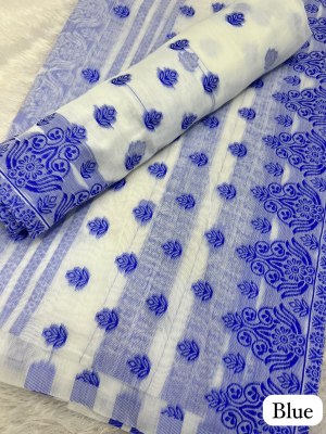 Blue Ac cotton Assamese  Mekhela Chador  Sador Mekhela 