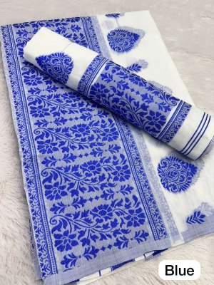 Blue Ac cotton Assamese  Mekhela Chador  Sador Mekhela 