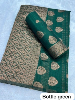 Bottle Green Ac cotton Assamese  Mekhela Chador  Sador Mekhela 