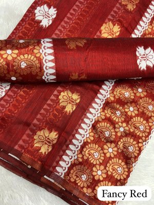 Fancy Red Ac cotton Assamese  Mekhela Chador  Sador Mekhela 