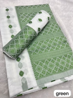 Green  Ac cotton Assamese  Mekhela Chador  Sador Mekhela 