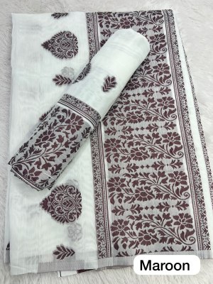 Maroon Ac cotton Assamese  Mekhela Chador  Sador Mekhela 