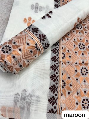 Maroon  Ac cotton Assamese  Mekhela Chador  Sador Mekhela 