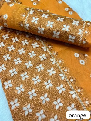 Orange  Ac cotton Assamese  Mekhela Chador  Sador Mekhela 