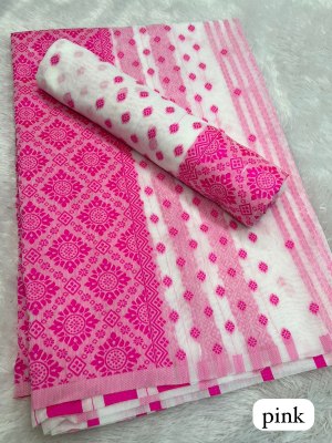 Pink Ac cotton Assamese  Mekhela Chador  Sador Mekhela 