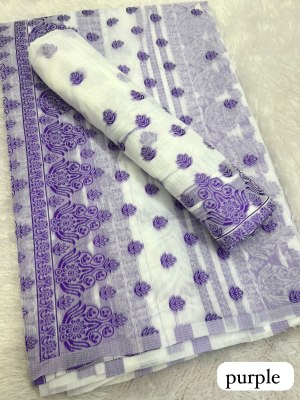 Purple Ac cotton Assamese Mekhela Chador  Sador Mekhela 