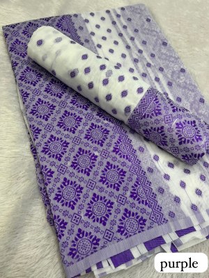 Purple Ac cotton Assamese  Mekhela Chador  Sador Mekhela 