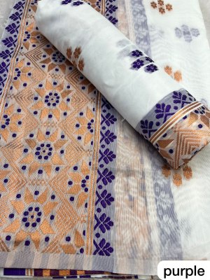 Purple Ac cotton Assamese  Mekhela Chador  Sador Mekhela 