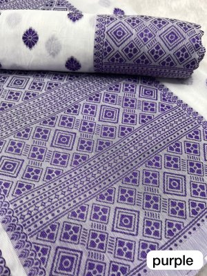 Purple Ac cotton Assamese  Mekhela Chador  Sador Mekhela 