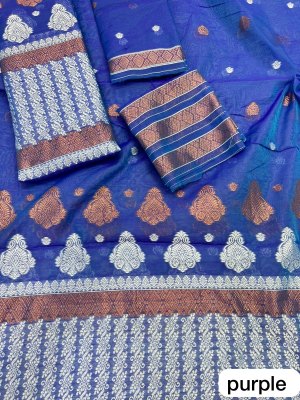 Purple Colour Ac cotton Assamese  Mekhela Chador  Sador Mekhela 