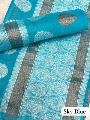 Sky Blue  Ac cotton Assamese  Mekhela Chador  Sador Mekhela 