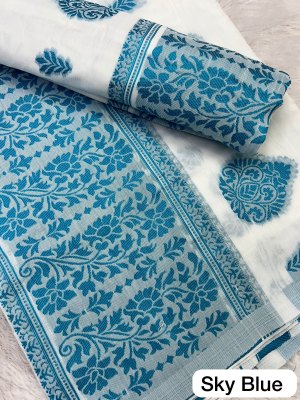 Sky Blue Ac cotton Assamese  Mekhela Chador  Sador Mekhela 