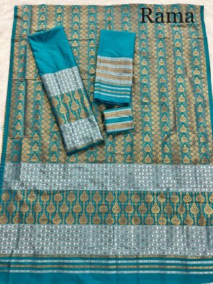 SuratBlouse Assamese Machine Weaving Mix Silk Firozi Mekhela  Chador   Mekhela Sador